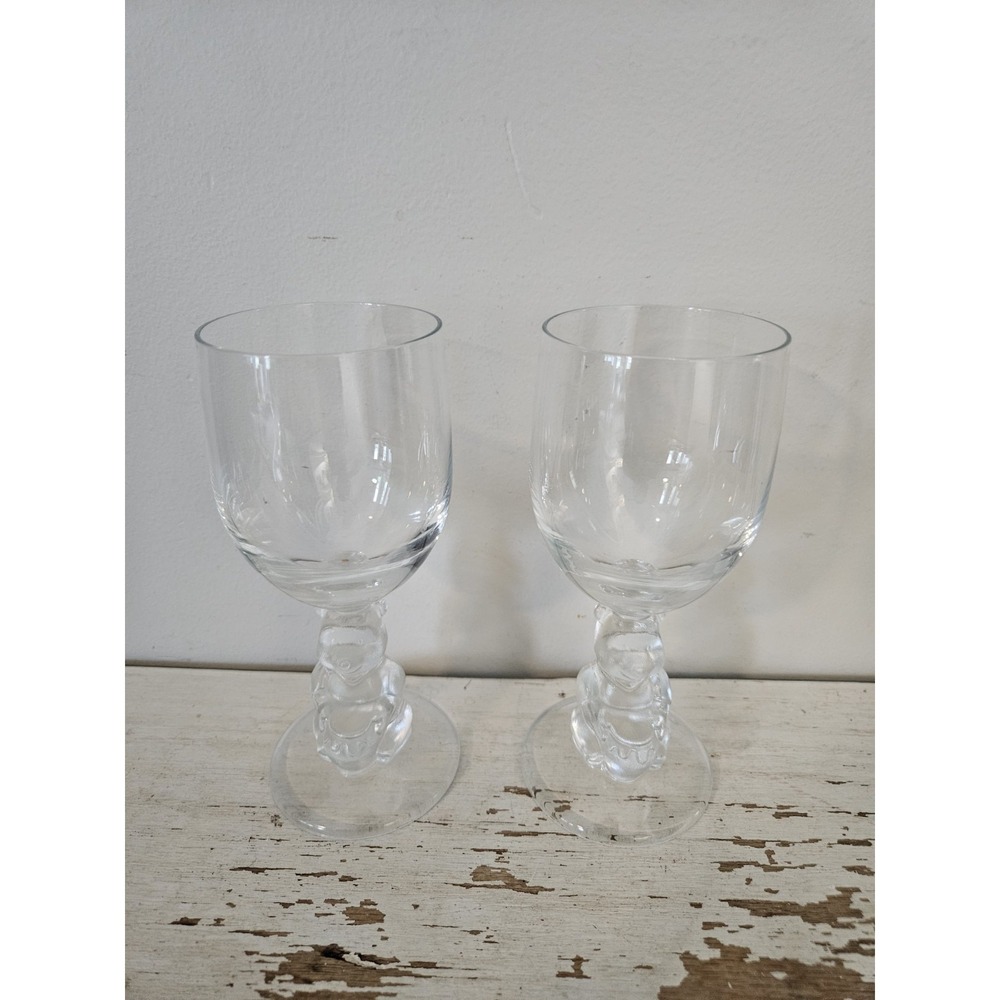 2 Vintage Walt Disney Winnie The Pooh Wine Goblets 8 oz. Glasses